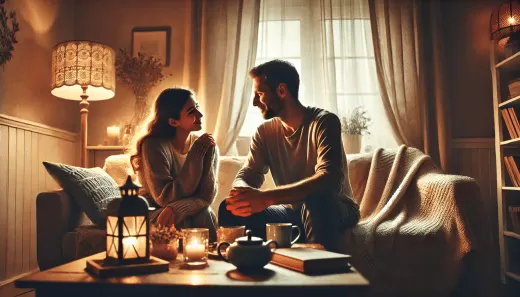 Husband and wife discussing their low-sex or no-sex marriage.